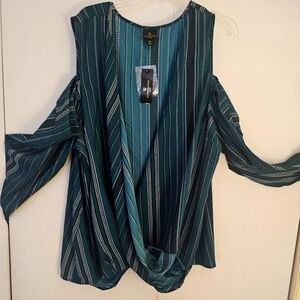 Stylish Teal Striped Women's Top
